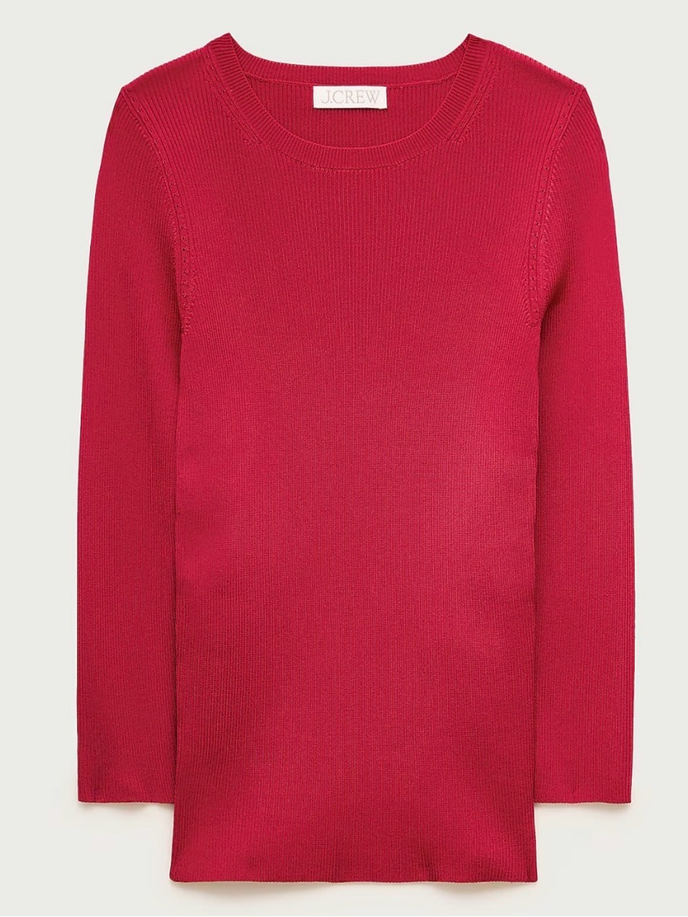 NWT, J. Crew Elbow Length Sleeve Ribbed Crew Neck Sweater, Autumn Berry, Size XL